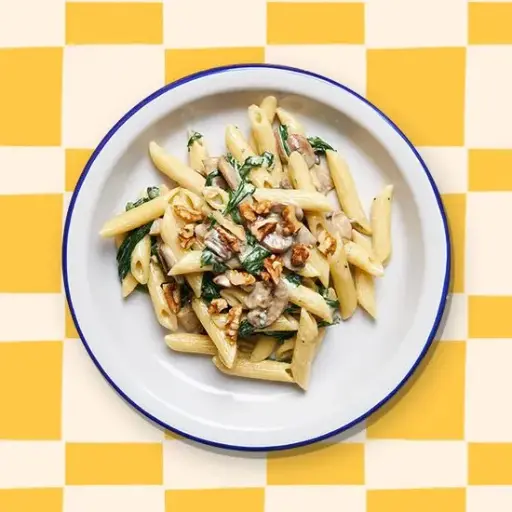 Pâtes bleu, noix & champignons