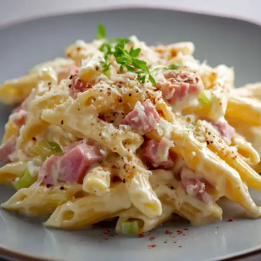 Penne jambon, cheddar