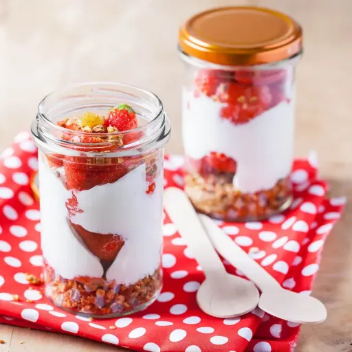 Fraises, fromage blanc et granola