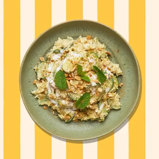 Colin au curry, riz et courgettes