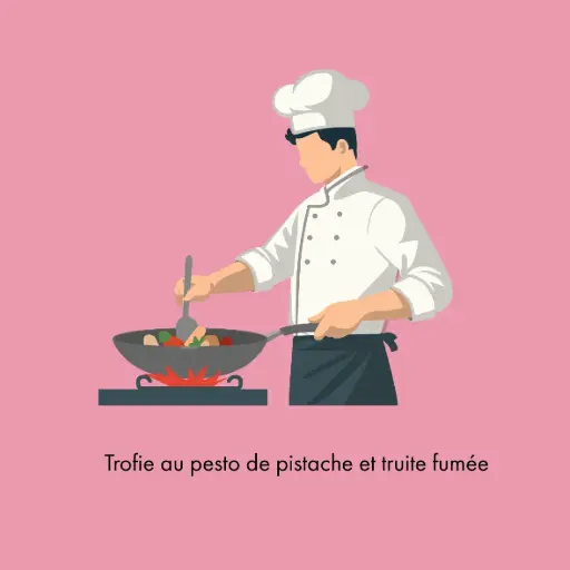 Pâtes au pesto de pistache et truite fumée
